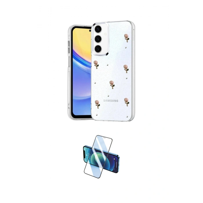 MARSİLYAN™- Galaxy S24 FE Kılıf Yörünge Form - Siyah 3D Antistatik Cam Ekran Koruyucu