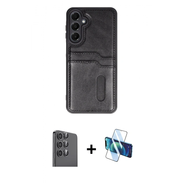 MARSİLYAN™- Galaxy S24 FE Kılıf Yörünge Işık Serisi - Siyah 3D Antistatik Seramik Nano Ekran Koruyucu + Raze Metal Kamera Lens - SH