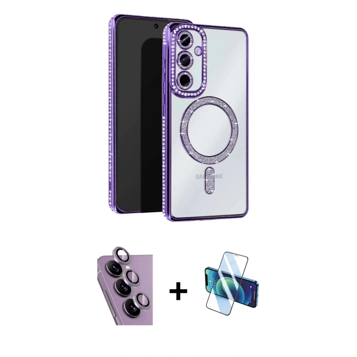 MARSİLYAN™- Galaxy S24 FE Kılıf Zirve Doku Prime - Siyah 3D Antistatik Seramik Nano Ekran Koruyucu + Raze Metal Kamera Lens - MR
