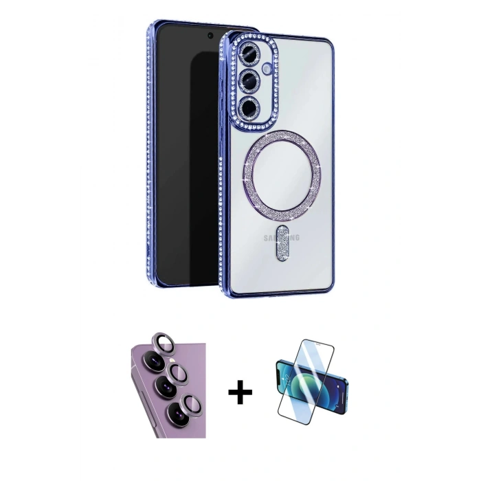 MARSİLYAN™- Galaxy S24 FE Kılıf Zirve Doku Prime - Siyah 3D Antistatik Seramik Nano Ekran Koruyucu + Raze Metal Kamera Lens - MR