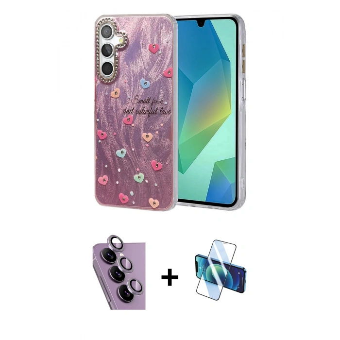 MARSİLYAN™- Galaxy S24 FE Kılıf Zirve Modern Prime - Siyah 3D Antistatik Cam Ekran Koruyucu + Raze Metal Kamera Lens - MR
