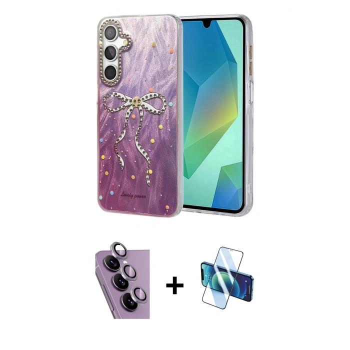 MARSİLYAN™- Galaxy S24 FE Kılıf Zirve Modern Prime - Siyah 3D Antistatik Seramik Nano Ekran Koruyucu + Raze Metal Kamera Lens - MR
