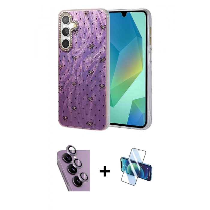 MARSİLYAN™- Galaxy S24 FE Kılıf Zirve Modern Prime - Siyah 3D Antistatik Seramik Nano Ekran Koruyucu + Raze Metal Kamera Lens - MR