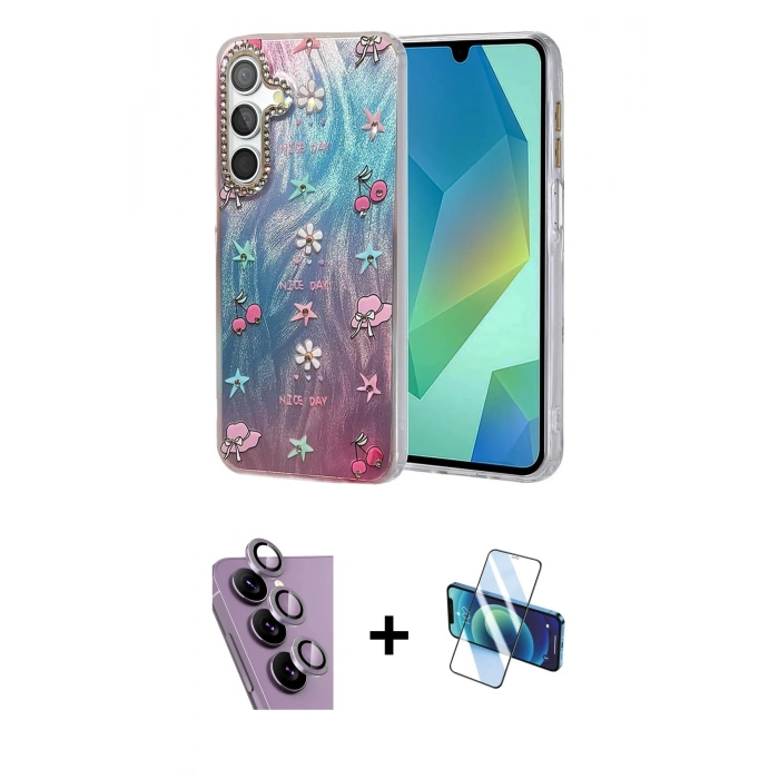 MARSİLYAN™- Galaxy S24 FE Kılıf Zirve Modern Prime - Siyah 3D Antistatik Seramik Nano Ekran Koruyucu + Raze Metal Kamera Lens - MR