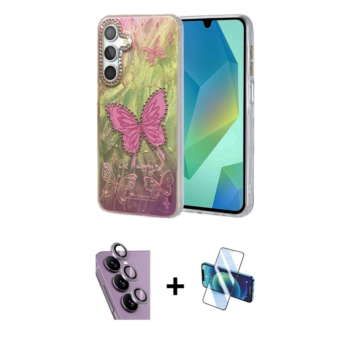MARSİLYAN™- Galaxy S24 FE Kılıf Zirve Modern Prime - Siyah 3D Antistatik Seramik Nano Ekran Koruyucu + Raze Metal Kamera Lens - MR