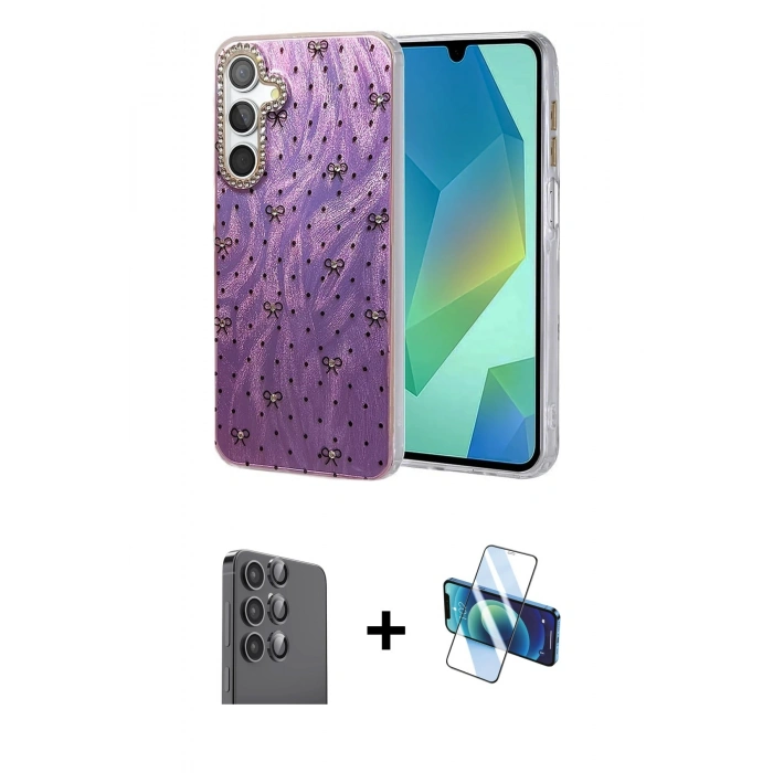MARSİLYAN™- Galaxy S24 FE Kılıf Zirve Modern Prime - Siyah 3D Antistatik Seramik Nano Ekran Koruyucu + Raze Metal Kamera Lens - SH