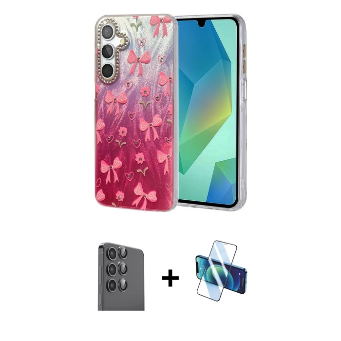 MARSİLYAN™- Galaxy S24 FE Kılıf Zirve Modern Prime - Siyah 3D Antistatik Seramik Nano Ekran Koruyucu + Raze Metal Kamera Lens - SH