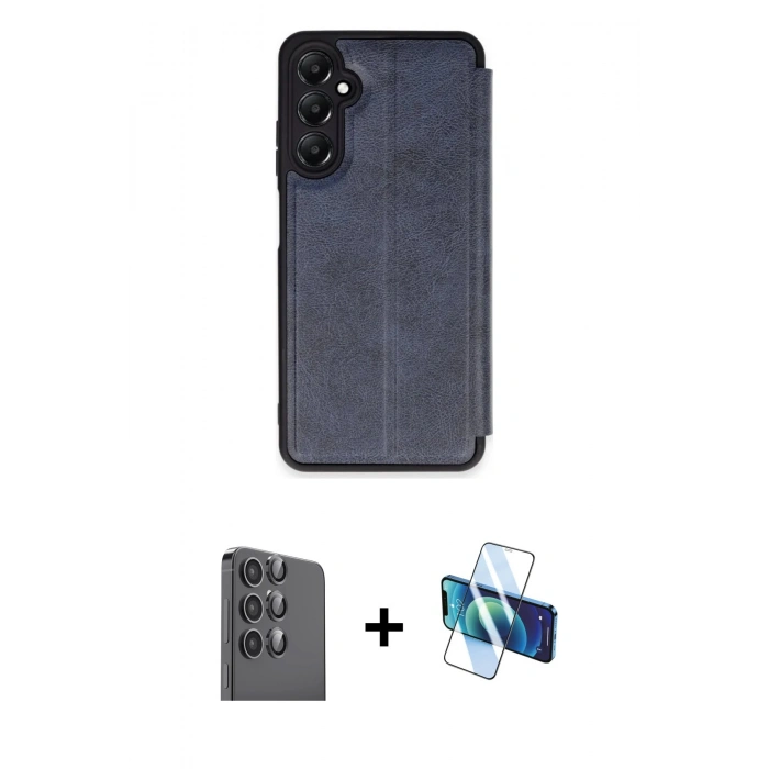 MARSİLYAN™- Galaxy S24 FE Kılıf Zirve Yansıma Serisi - Siyah 3D Antistatik Cam Ekran Koruyucu + Raze Metal Kamera Lens - SH