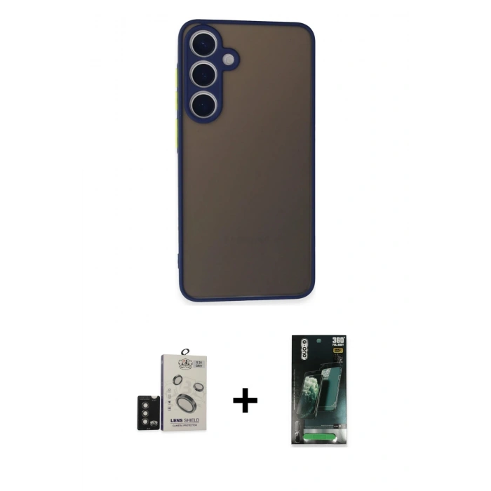 MARSİLYAN™- Galaxy S24 Kılıf Ahenk Çizgi Serisi - Şeffaf 360 Full Body Arka Koruyucu + Bilvis Titan Kamera Lens - TMGI