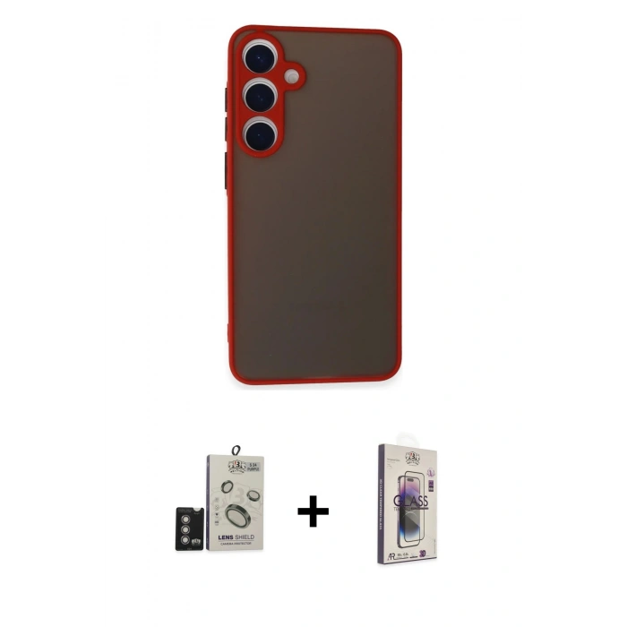 MARSİLYAN™- Galaxy S24 Kılıf Ahenk Çizgi Serisi - Siyah Bilvis 3D Cam Ekran Koruyucu + Bilvis Titan Kamera Lens - DNMR