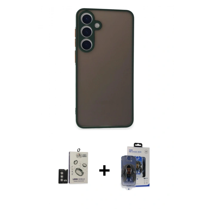 MARSİLYAN™- Galaxy S24 Kılıf Ahenk Çizgi Serisi - Siyah Vanessa Magic Cam + Bilvis Titan Kamera Lens - DNMR