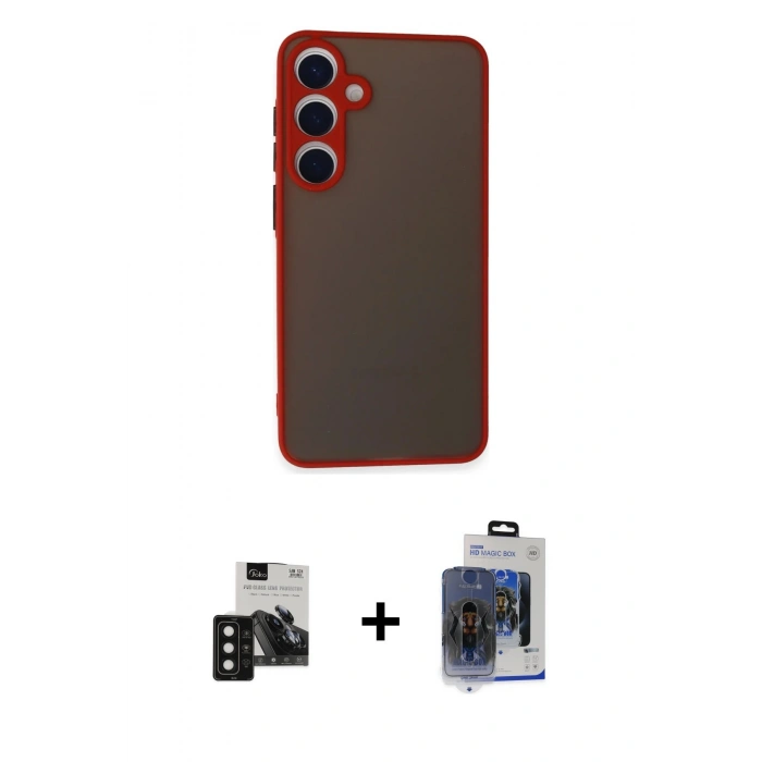 MARSİLYAN™- Galaxy S24 Kılıf Ahenk Çizgi Serisi - Siyah Vanessa Magic Cam + PVD Metal Kamera Lens - SH