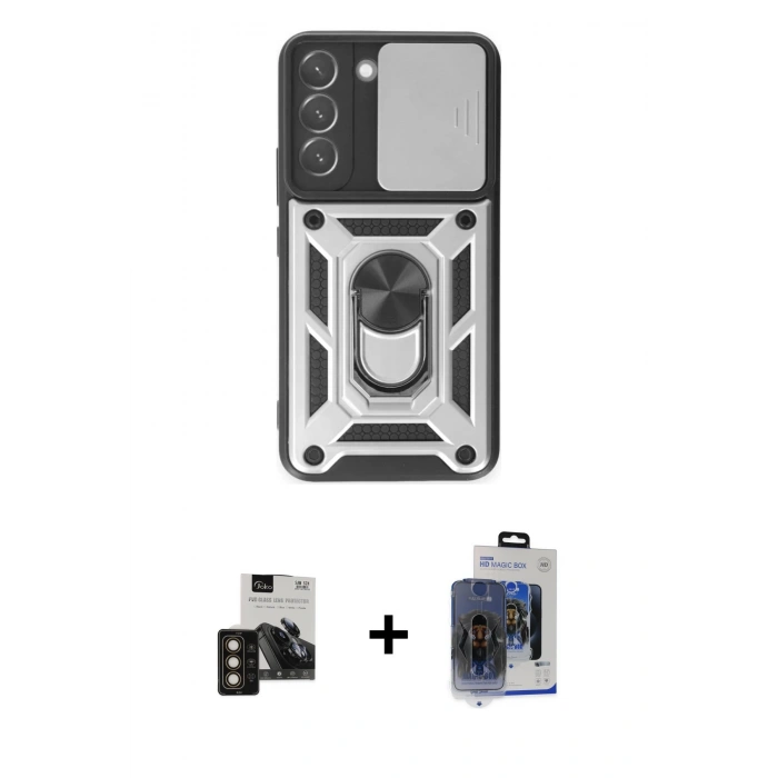 MARSİLYAN™- Galaxy S24 Kılıf Ahenk Klasik - Siyah Vanessa Magic Cam + PVD Metal Kamera Lens - GD