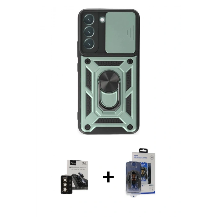 MARSİLYAN™- Galaxy S24 Kılıf Ahenk Klasik - Siyah Vanessa Magic Cam + PVD Metal Kamera Lens - GD