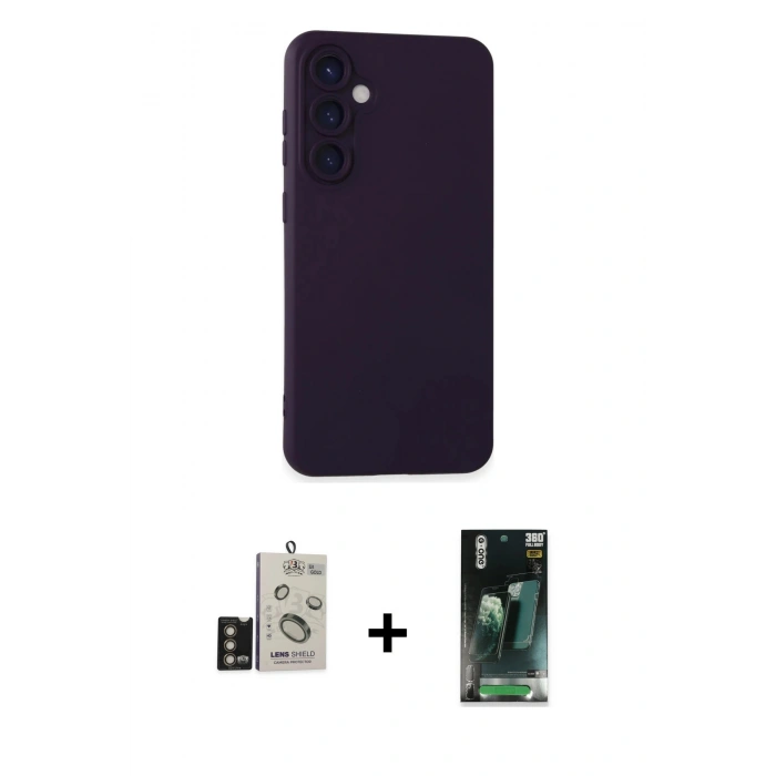 MARSİLYAN™- Galaxy S24 Kılıf Ahenk Serisi - Şeffaf 360 Full Body Arka Koruyucu + Bilvis Titan Kamera Lens - GD