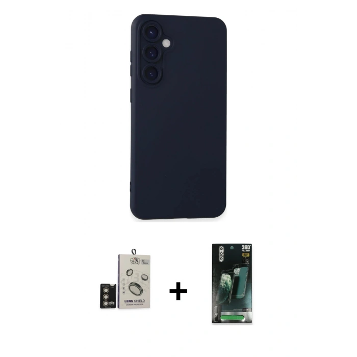 MARSİLYAN™- Galaxy S24 Kılıf Ahenk Serisi - Şeffaf 360 Full Body Arka Koruyucu + Bilvis Titan Kamera Lens - GD