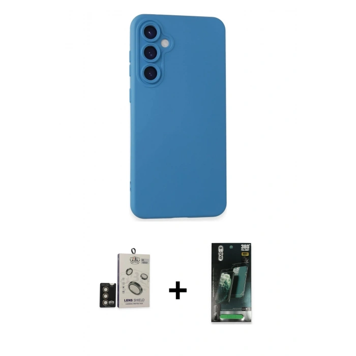 MARSİLYAN™- Galaxy S24 Kılıf Ahenk Serisi - Şeffaf 360 Full Body Arka Koruyucu + Bilvis Titan Kamera Lens - GD