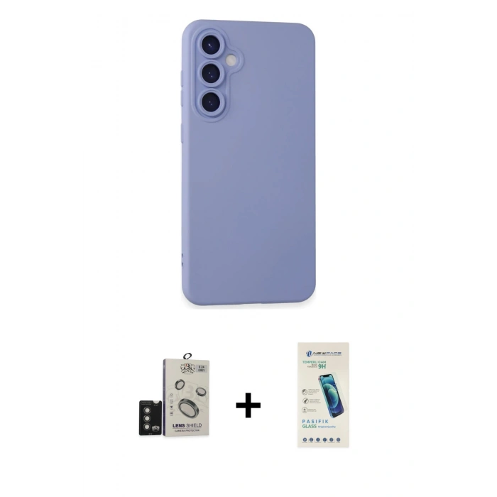 MARSİLYAN™- Galaxy S24 Kılıf Ahenk Serisi - Şeffaf Pasifik Cam Ekran Koruyucu + Bilvis Titan Kamera Lens - TMGI