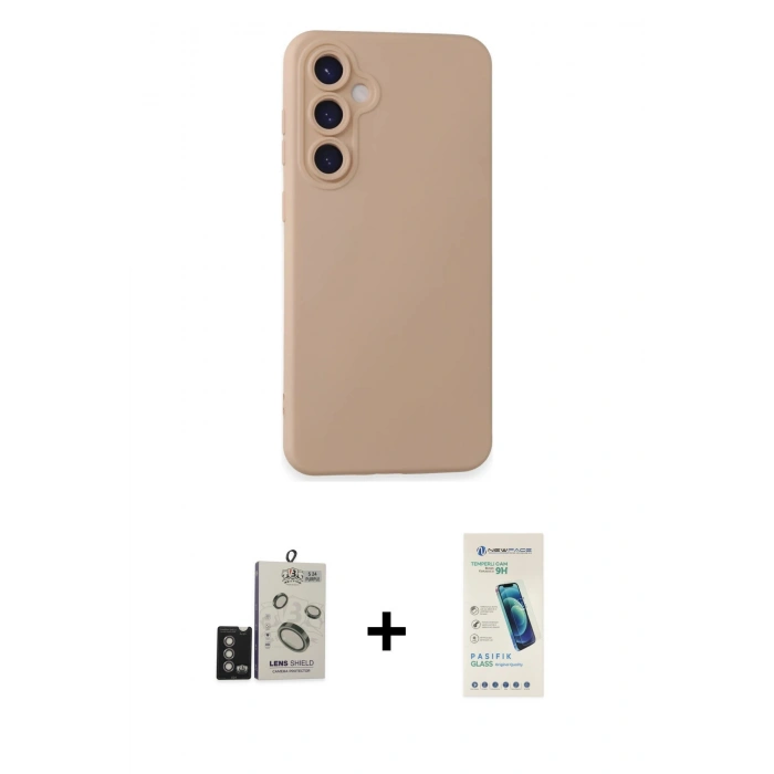 MARSİLYAN™- Galaxy S24 Kılıf Ahenk Serisi - Şeffaf Pasifik Cam Ekran Koruyucu + Bilvis Titan Kamera Lens - DNMR