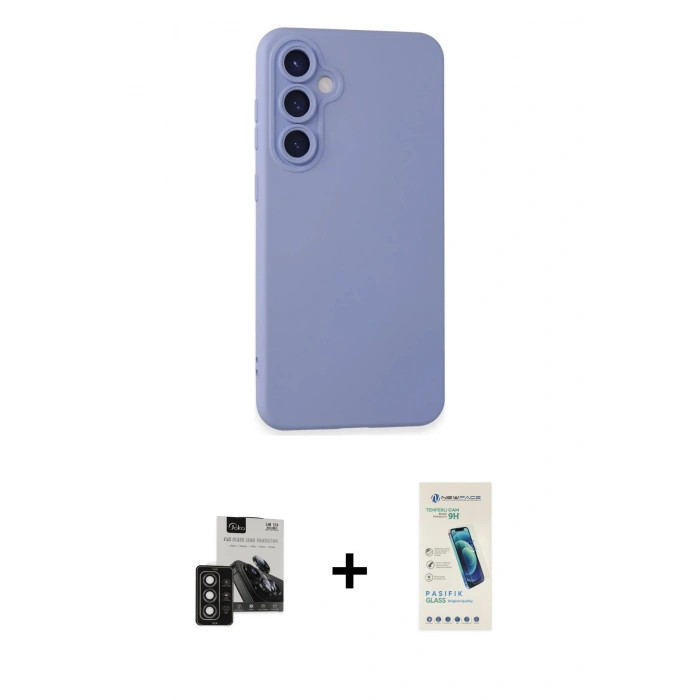 MARSİLYAN™- Galaxy S24 Kılıf Ahenk Serisi - Şeffaf Pasifik Cam Ekran Koruyucu + PVD Metal Kamera Lens - DNMR