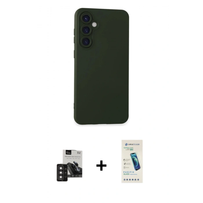 MARSİLYAN™- Galaxy S24 Kılıf Ahenk Serisi - Şeffaf Pasifik Cam Ekran Koruyucu + PVD Metal Kamera Lens - DNMR