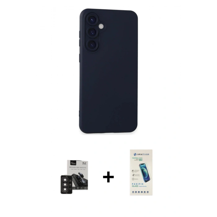 MARSİLYAN™- Galaxy S24 Kılıf Ahenk Serisi - Şeffaf Pasifik Cam Ekran Koruyucu + PVD Metal Kamera Lens - DNMR