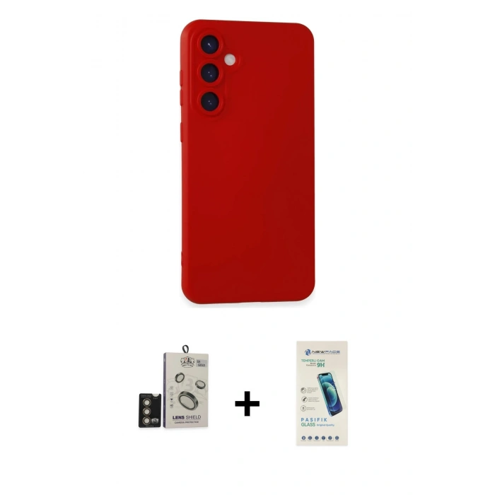 MARSİLYAN™- Galaxy S24 Kılıf Ahenk Serisi - Şeffaf Pasifik Cam Ekran Koruyucu + Bilvis Titan Kamera Lens - GD