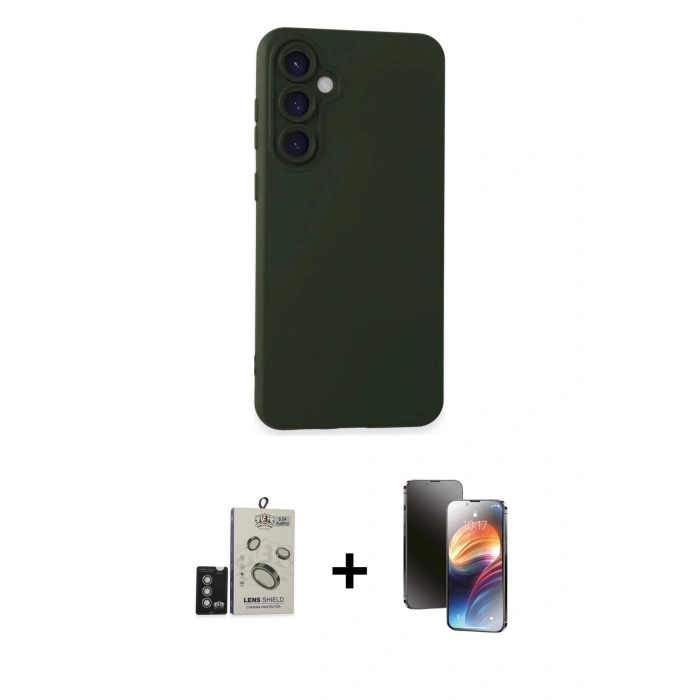 MARSİLYAN™- Galaxy S24 Kılıf Ahenk Serisi - Siyah 3D Antistatik Mat Seramik Nano Ekran Koruyucu + Bilvis Titan Kamera Lens - DNMR
