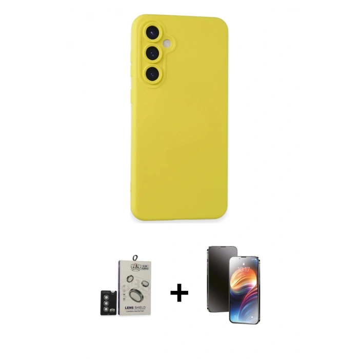 MARSİLYAN™- Galaxy S24 Kılıf Ahenk Serisi - Siyah 3D Antistatik Mat Seramik Nano Ekran Koruyucu + Bilvis Titan Kamera Lens - DNMR