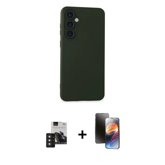 MARSİLYAN™- Galaxy S24 Kılıf Ahenk Serisi - Siyah 3D Antistatik Mat Seramik Nano Ekran Koruyucu + PVD Metal Kamera Lens - TNGI