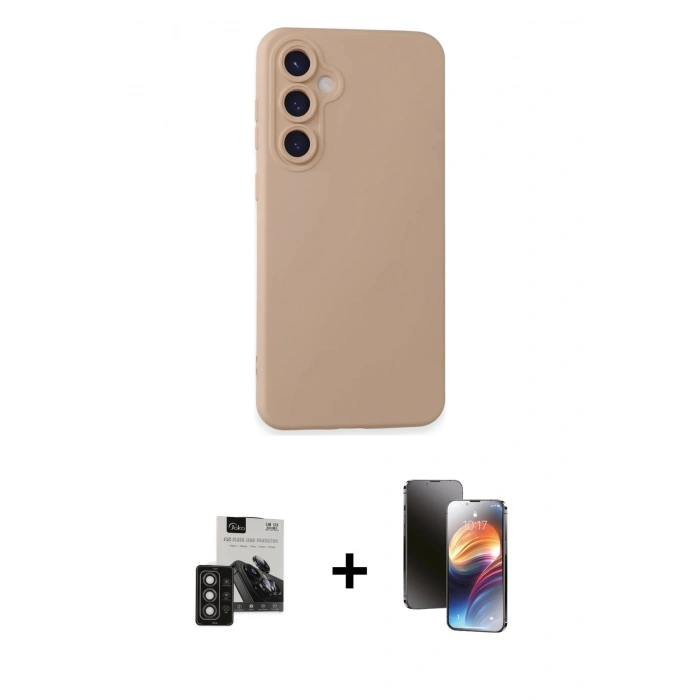 MARSİLYAN™- Galaxy S24 Kılıf Ahenk Serisi - Siyah 3D Antistatik Mat Seramik Nano Ekran Koruyucu + PVD Metal Kamera Lens - TNGI