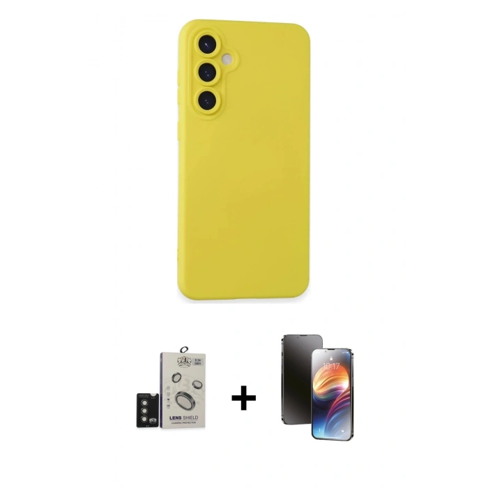 MARSİLYAN™- Galaxy S24 Kılıf Ahenk Serisi - Siyah 3D Antistatik Mat Seramik Nano Ekran Koruyucu + Bilvis Titan Kamera Lens - TMGI