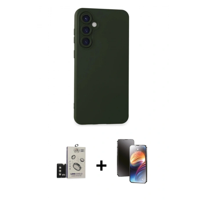 MARSİLYAN™- Galaxy S24 Kılıf Ahenk Serisi - Siyah 3D Antistatik Mat Seramik Nano Ekran Koruyucu + Bilvis Titan Kamera Lens - TMGI