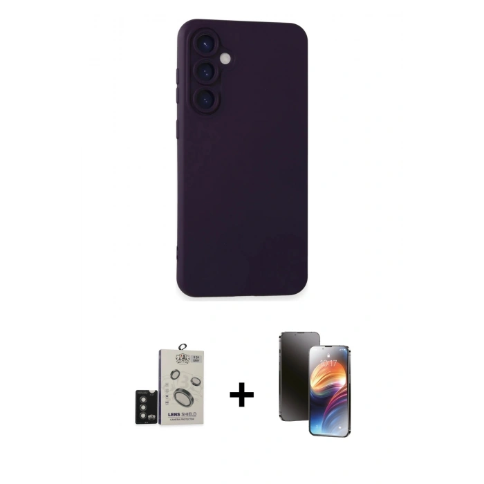 MARSİLYAN™- Galaxy S24 Kılıf Ahenk Serisi - Siyah 3D Antistatik Mat Seramik Nano Ekran Koruyucu + Bilvis Titan Kamera Lens - TMGI