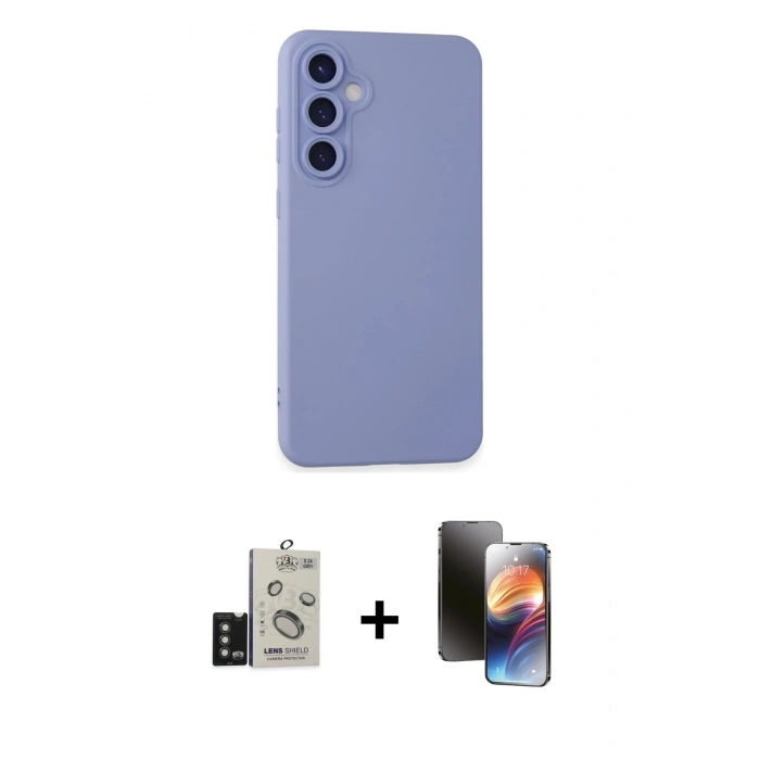 MARSİLYAN™- Galaxy S24 Kılıf Ahenk Serisi - Siyah 3D Antistatik Mat Seramik Nano Ekran Koruyucu + Bilvis Titan Kamera Lens - TMGI