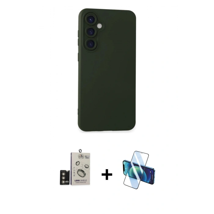 MARSİLYAN™- Galaxy S24 Kılıf Ahenk Serisi - Siyah 3D Antistatik Seramik Nano Ekran Koruyucu + Bilvis Titan Kamera Lens - GD
