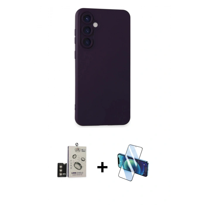 MARSİLYAN™- Galaxy S24 Kılıf Ahenk Serisi - Siyah 3D Antistatik Seramik Nano Ekran Koruyucu + Bilvis Titan Kamera Lens - GD