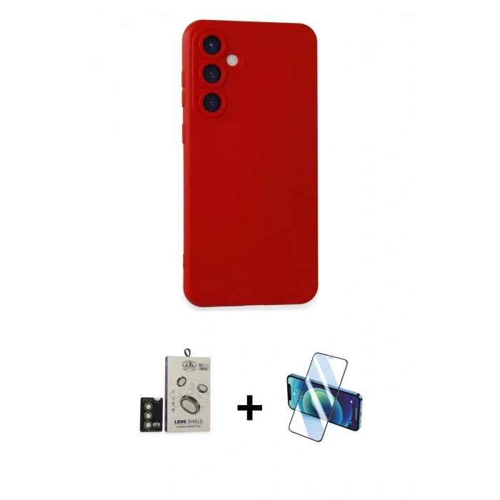 MARSİLYAN™- Galaxy S24 Kılıf Ahenk Serisi - Siyah 3D Antistatik Seramik Nano Ekran Koruyucu + Bilvis Titan Kamera Lens - GD
