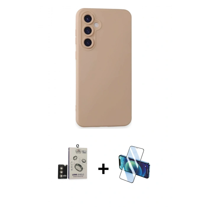 MARSİLYAN™- Galaxy S24 Kılıf Ahenk Serisi - Siyah 3D Antistatik Seramik Nano Ekran Koruyucu + Bilvis Titan Kamera Lens - GD
