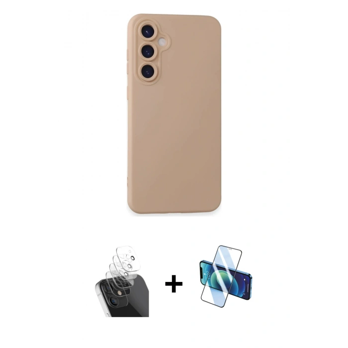 MARSİLYAN™- Galaxy S24 Kılıf Ahenk Serisi - Siyah 3D Antistatik Seramik Nano Ekran Koruyucu + Kamera Lens Koruma Cam - SF