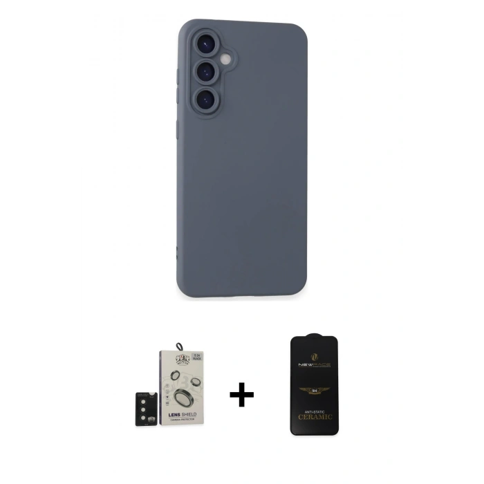 MARSİLYAN™- Galaxy S24 Kılıf Ahenk Serisi - Siyah 6D Antistatik Mat Seramik Hayalet Nano Ekran Koruyucu + Bilvis Titan Kamera Lens - SH