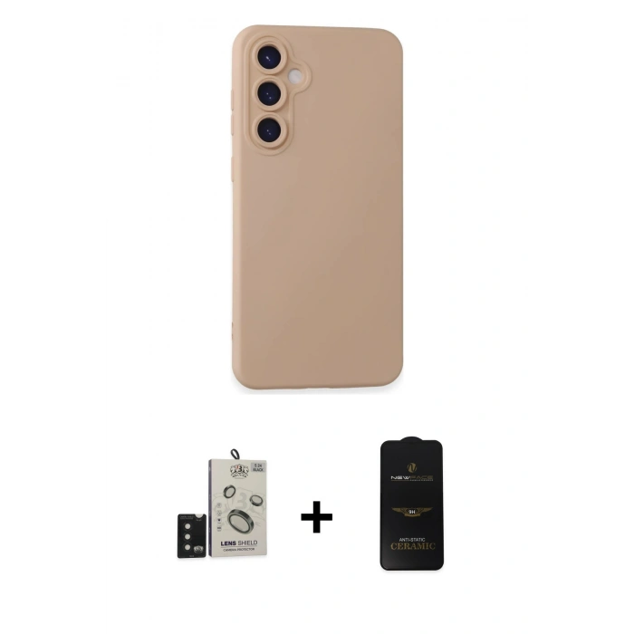 MARSİLYAN™- Galaxy S24 Kılıf Ahenk Serisi - Siyah 6D Antistatik Mat Seramik Hayalet Nano Ekran Koruyucu + Bilvis Titan Kamera Lens - SH