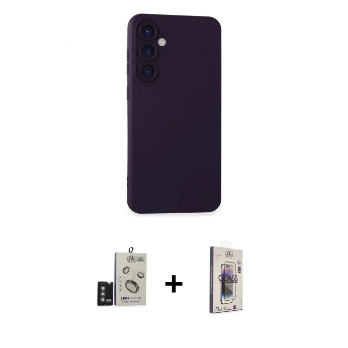 MARSİLYAN™- Galaxy S24 Kılıf Ahenk Serisi - Siyah Bilvis 3D Cam Ekran Koruyucu + Bilvis Titan Kamera Lens - DNMR