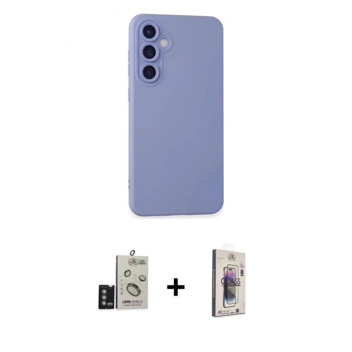 MARSİLYAN™- Galaxy S24 Kılıf Ahenk Serisi - Siyah Bilvis 3D Cam Ekran Koruyucu + Bilvis Titan Kamera Lens - DNMR