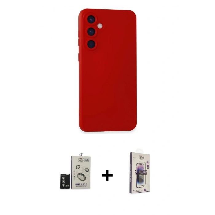 MARSİLYAN™- Galaxy S24 Kılıf Ahenk Serisi - Siyah Bilvis 3D Cam Ekran Koruyucu + Bilvis Titan Kamera Lens - DNMR
