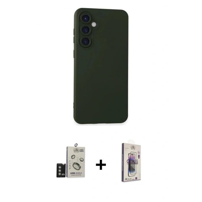 MARSİLYAN™- Galaxy S24 Kılıf Ahenk Serisi - Siyah Bilvis 3D Cam Ekran Koruyucu + Bilvis Titan Kamera Lens - DNMR