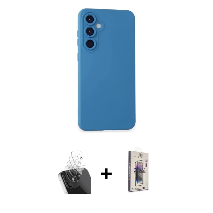 MARSİLYAN™- Galaxy S24 Kılıf Ahenk Serisi - Siyah Bilvis 3D Cam Ekran Koruyucu + Kamera Lens Koruma Cam - SF