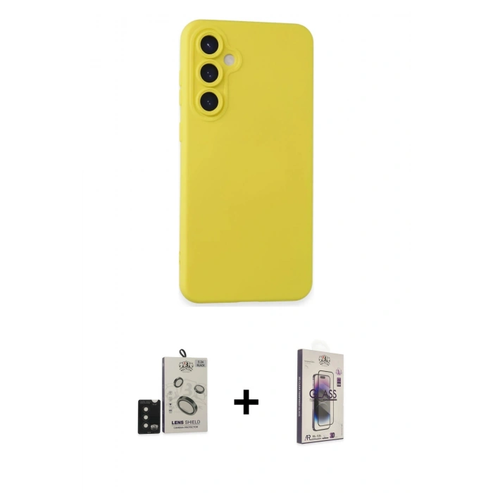MARSİLYAN™- Galaxy S24 Kılıf Ahenk Serisi - Siyah Bilvis 3D Cam Ekran Koruyucu + Bilvis Titan Kamera Lens - SH
