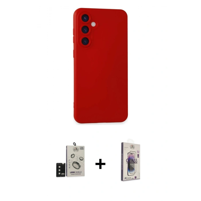 MARSİLYAN™- Galaxy S24 Kılıf Ahenk Serisi - Siyah Bilvis 3D Cam Ekran Koruyucu + Bilvis Titan Kamera Lens - SH