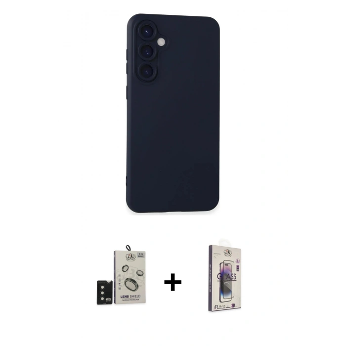 MARSİLYAN™- Galaxy S24 Kılıf Ahenk Serisi - Siyah Bilvis 3D Cam Ekran Koruyucu + Bilvis Titan Kamera Lens - SH
